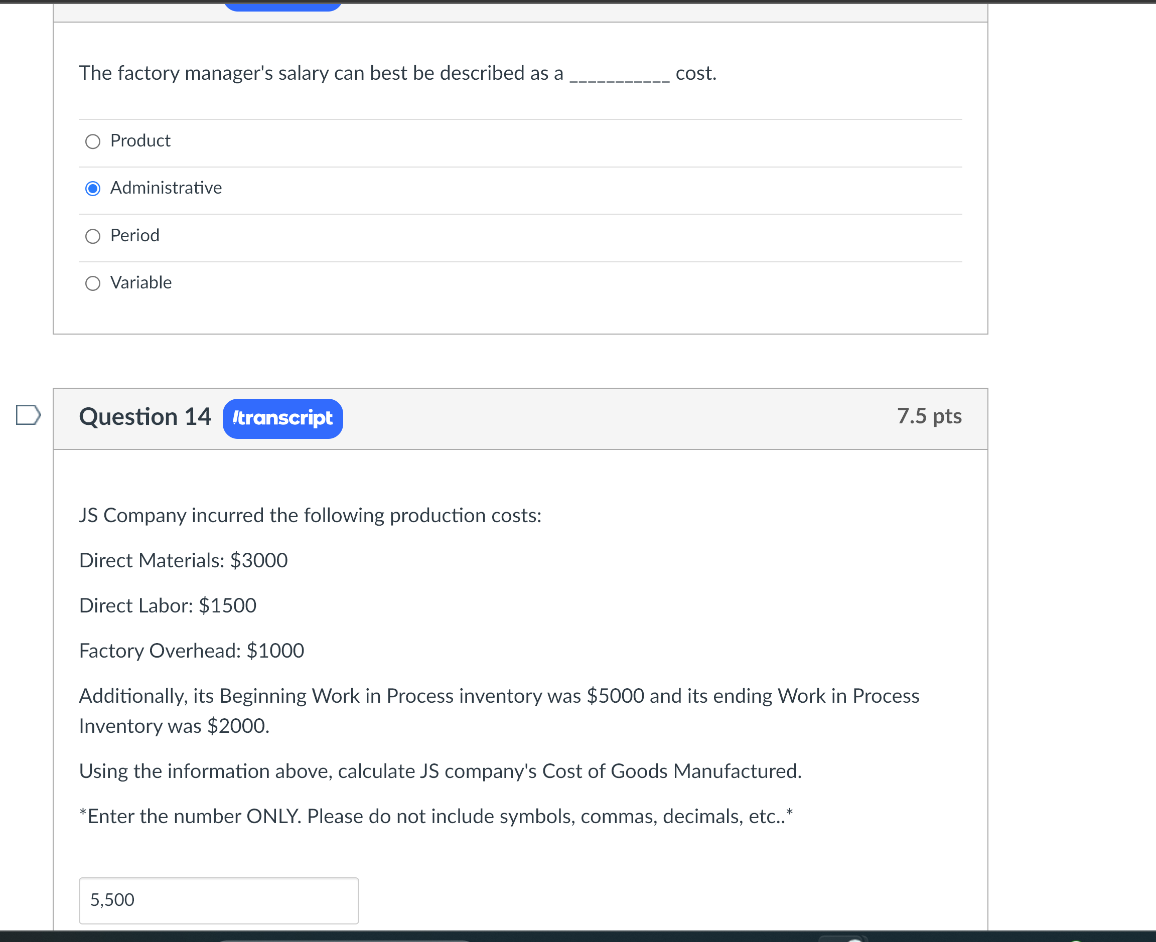 debit credit Work In Process Inventory 5 pts Raw Materials Inventory and