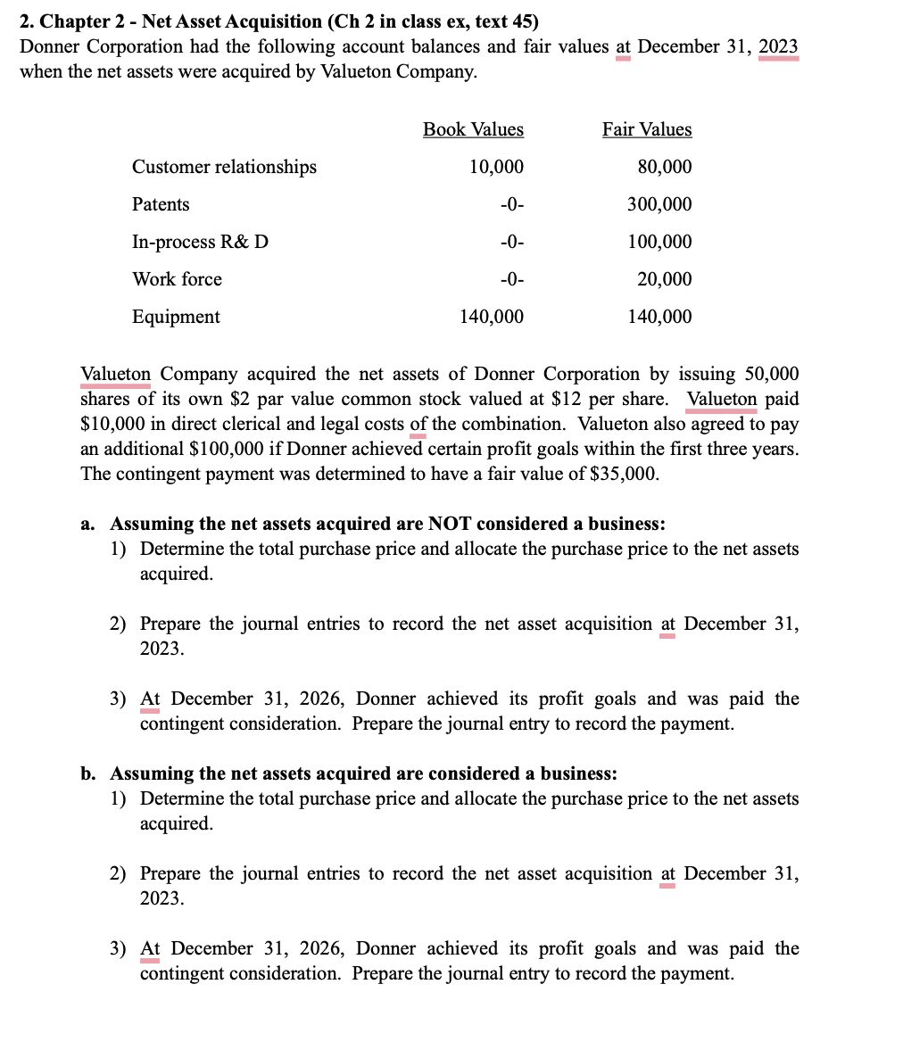 2. Chapter 2 - Net Asset Acquisition (Ch 2 in class ex,