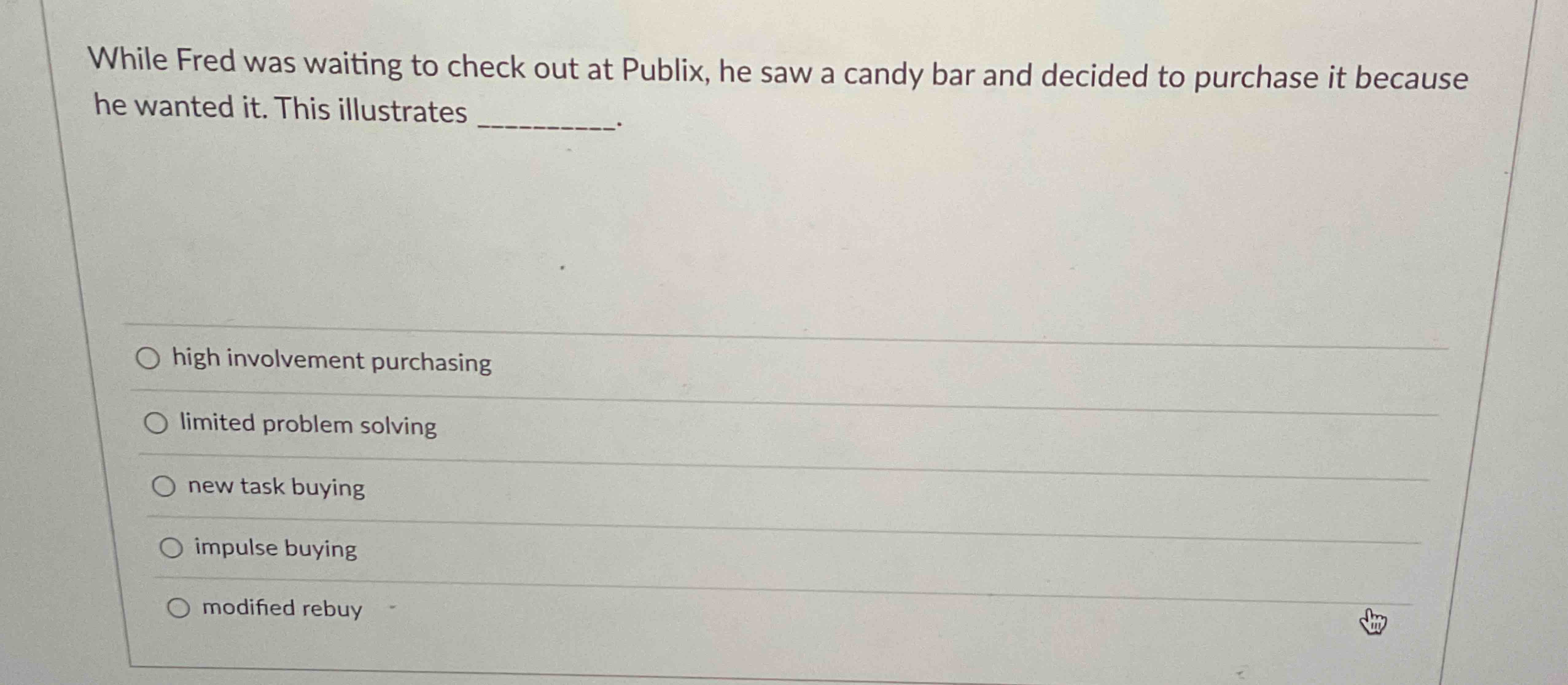 While Fred was waiting to check out at Publix, he saw a