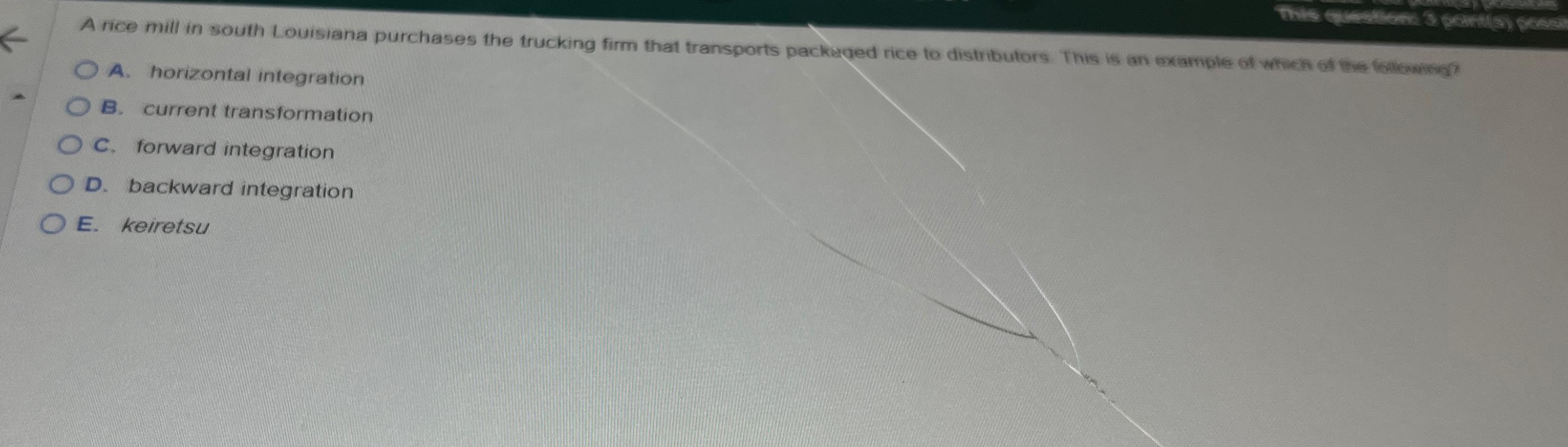 K This question 3 point(s) posse A rice mill in south Louisiana