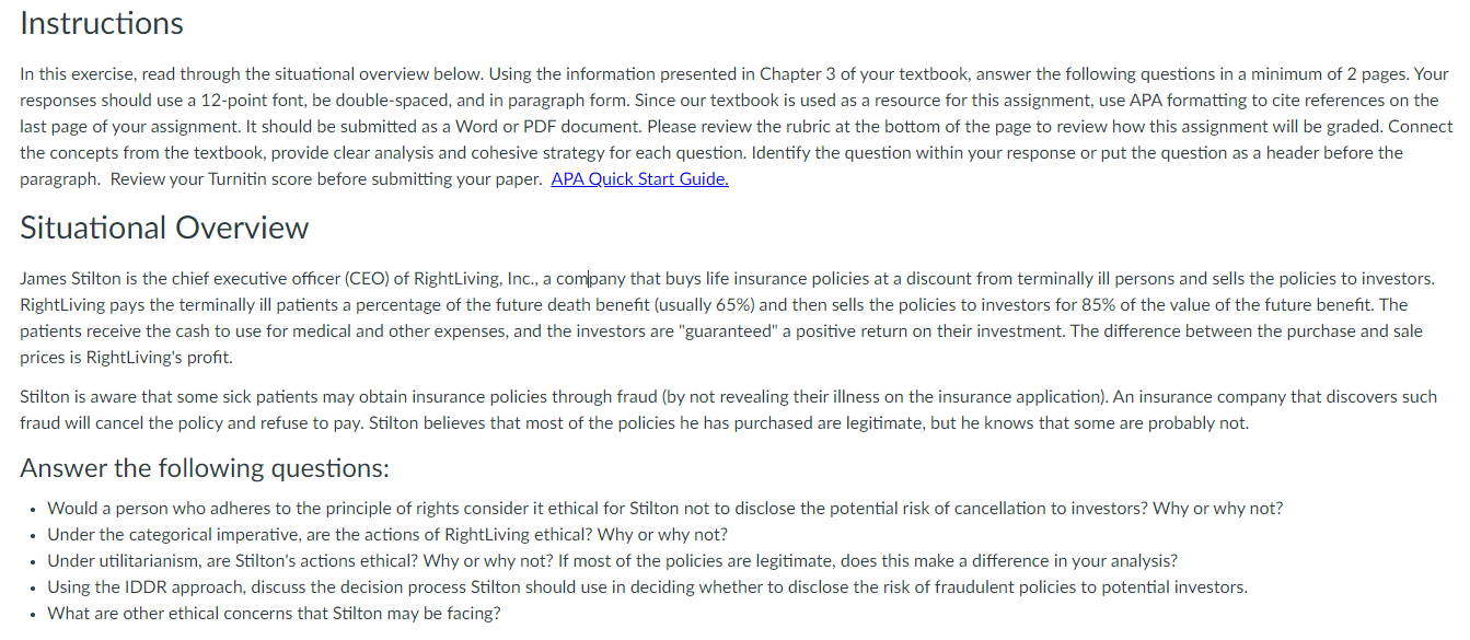 Instructions In this exercise, read through the situational overview below. Using the