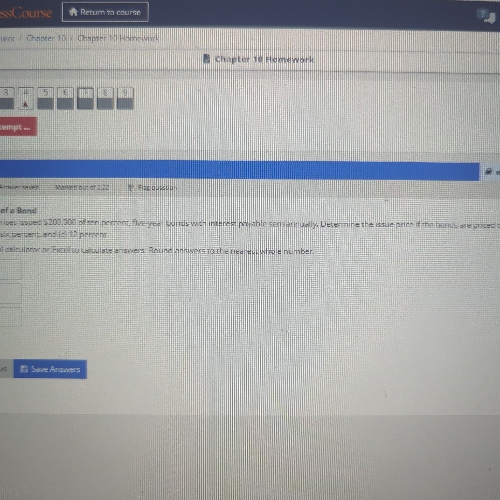 essCourse Return to course tent Chapter 10 Chapter 10 Homework cempt... Chapter