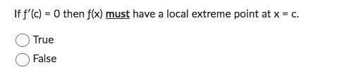 x If f'(x) has a minimum value at x = c, then
