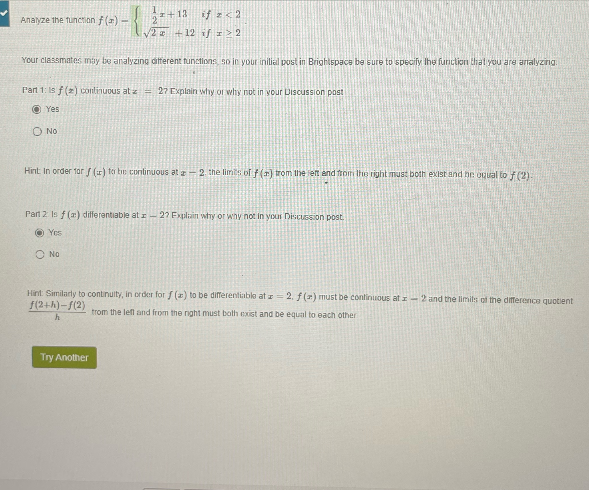 Analyze the function f(x) 72 +13 if 