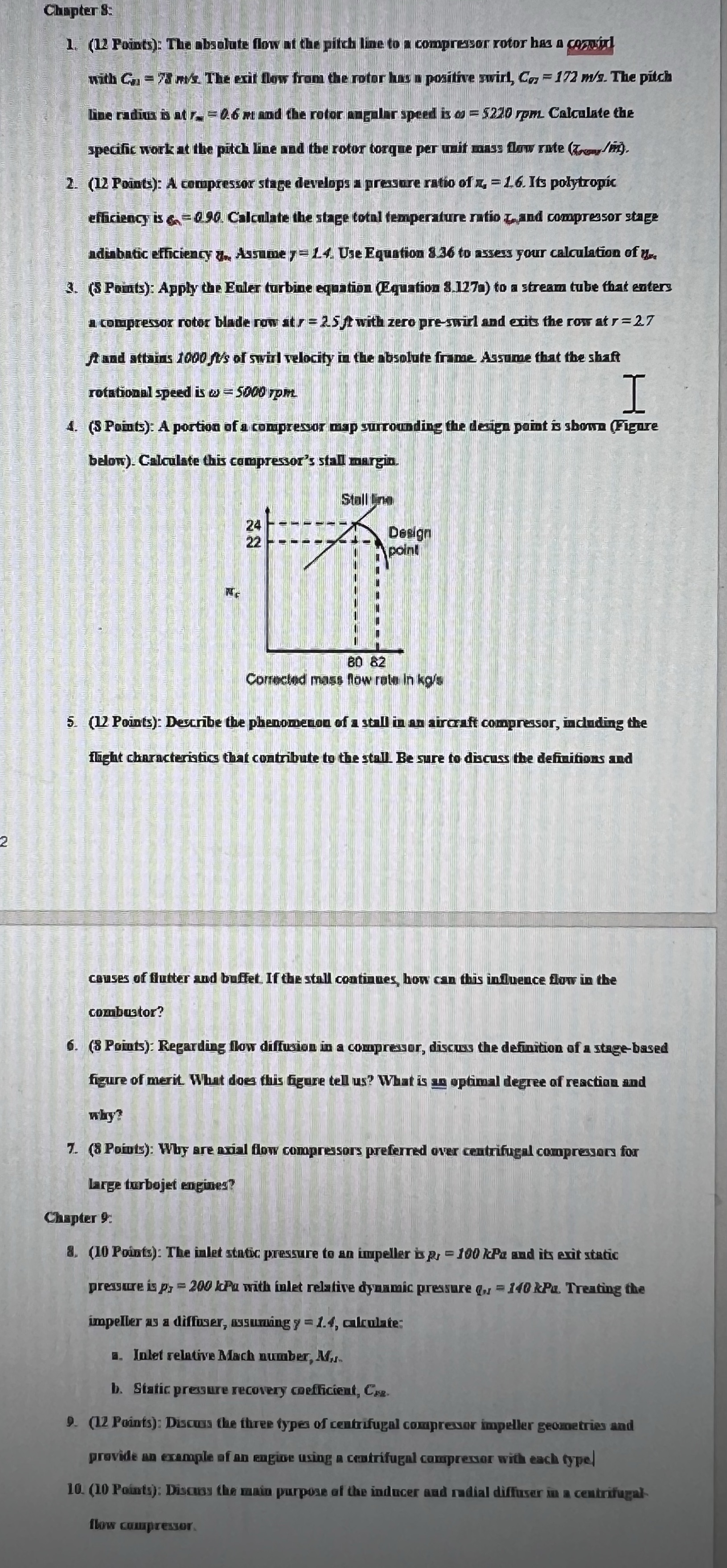2 Chapter 8: 1. (12 Points): The absolute flow at the pitch