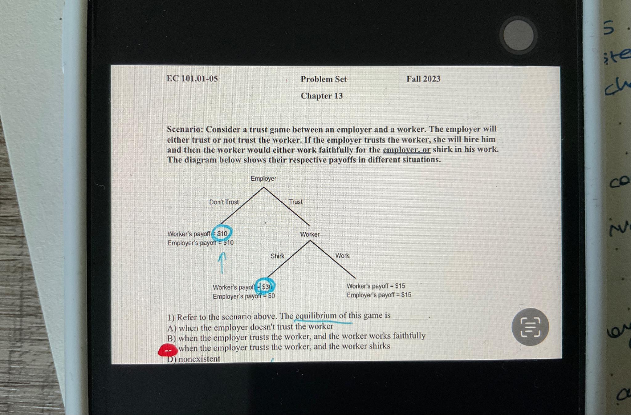 EC 101.01-05 Problem Set Chapter 13 Fall 2023 Scenario: Consider a trust