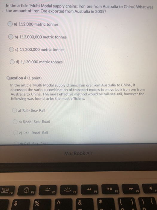 In the article 'Multi Modal supply chains: iron ore from Australia to