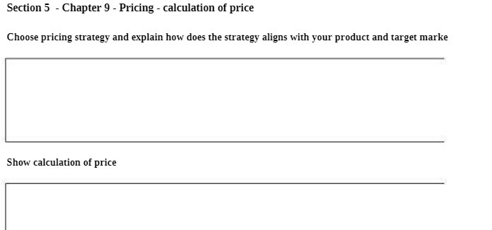 Section 5 - Chapter 9 - Pricing - calculation of price Choose
