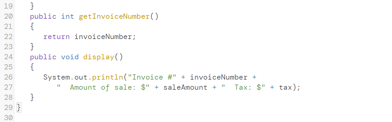 values can be used in comparisons. Include a display method to display