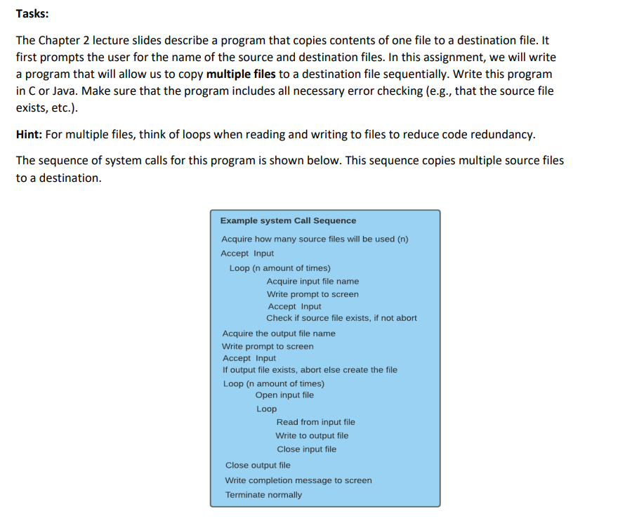 Tasks: The Chapter 2 lecture slides describe a program that copies contents