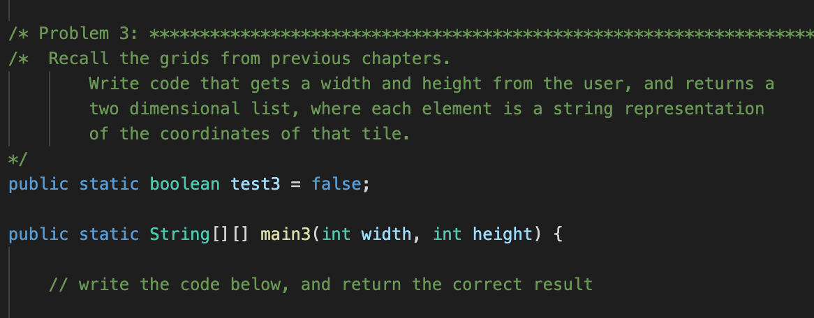 /* Problem 3: **: /* Recall the grids from previous chapters. */