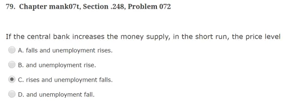79. Chapter mank07t, Section .248, Problem 072 If the central bank increases