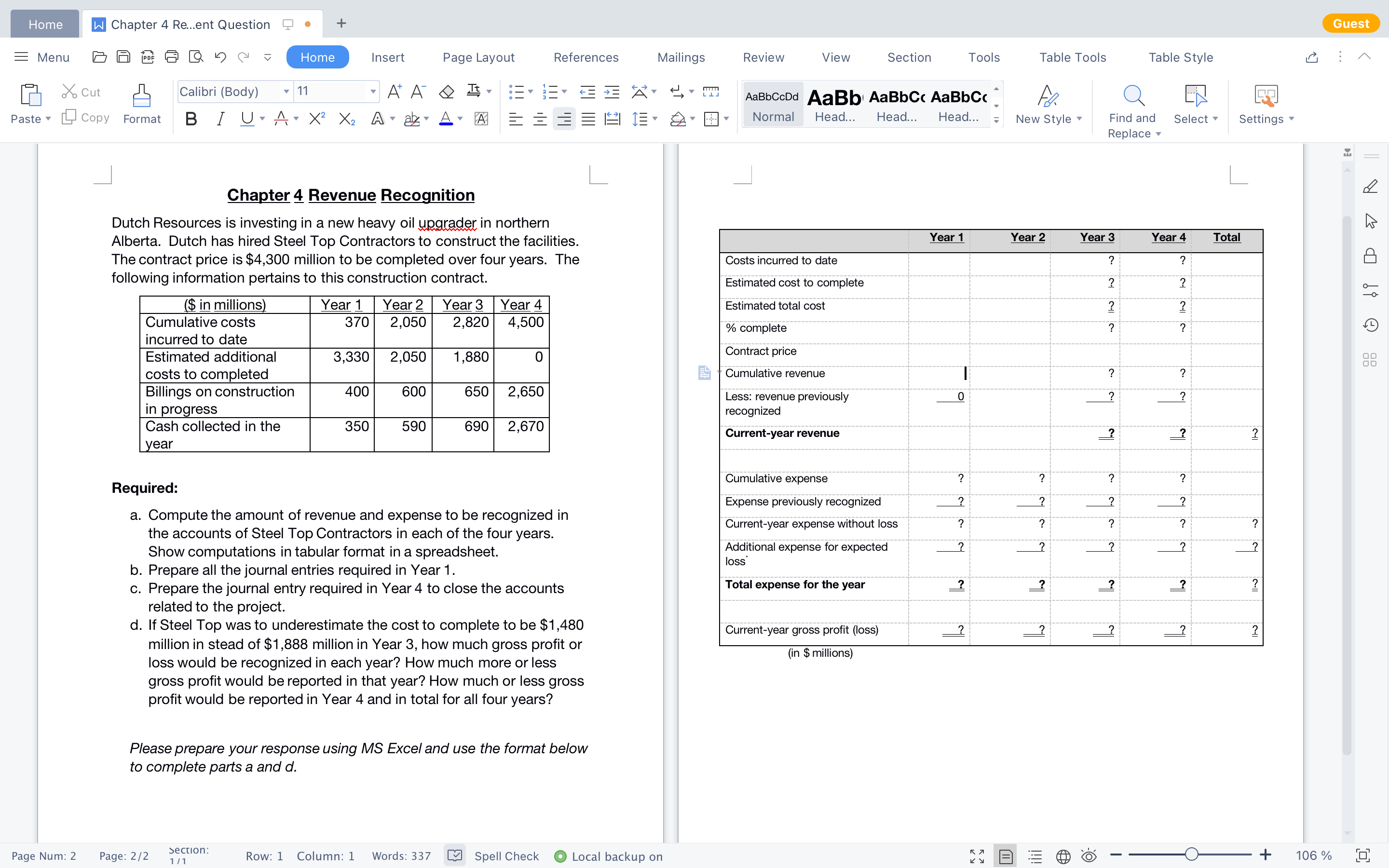 L W E Home = Menu Paste W Chapter 4 Re...ent Question