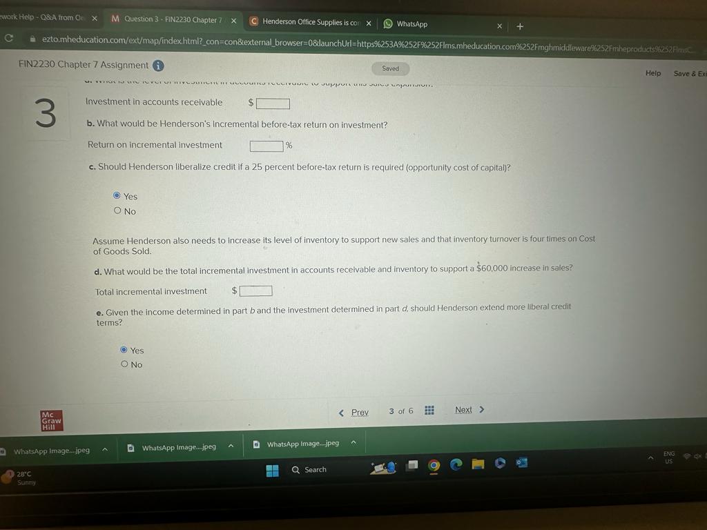 work Help-Q&A from Orx M Question 3 - FIN2230 Chapter 7 X