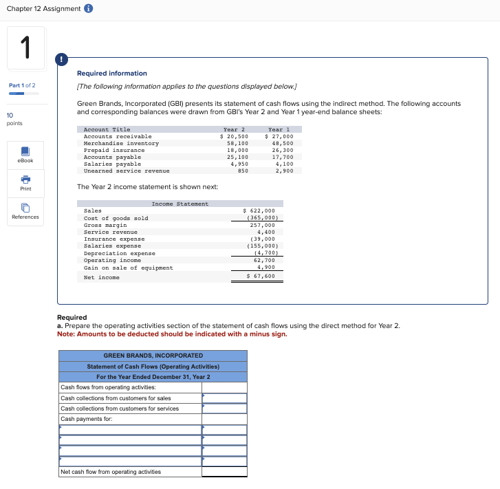 Chapter 12 Assignment 1 Part 1 of 2 10 points ! Required