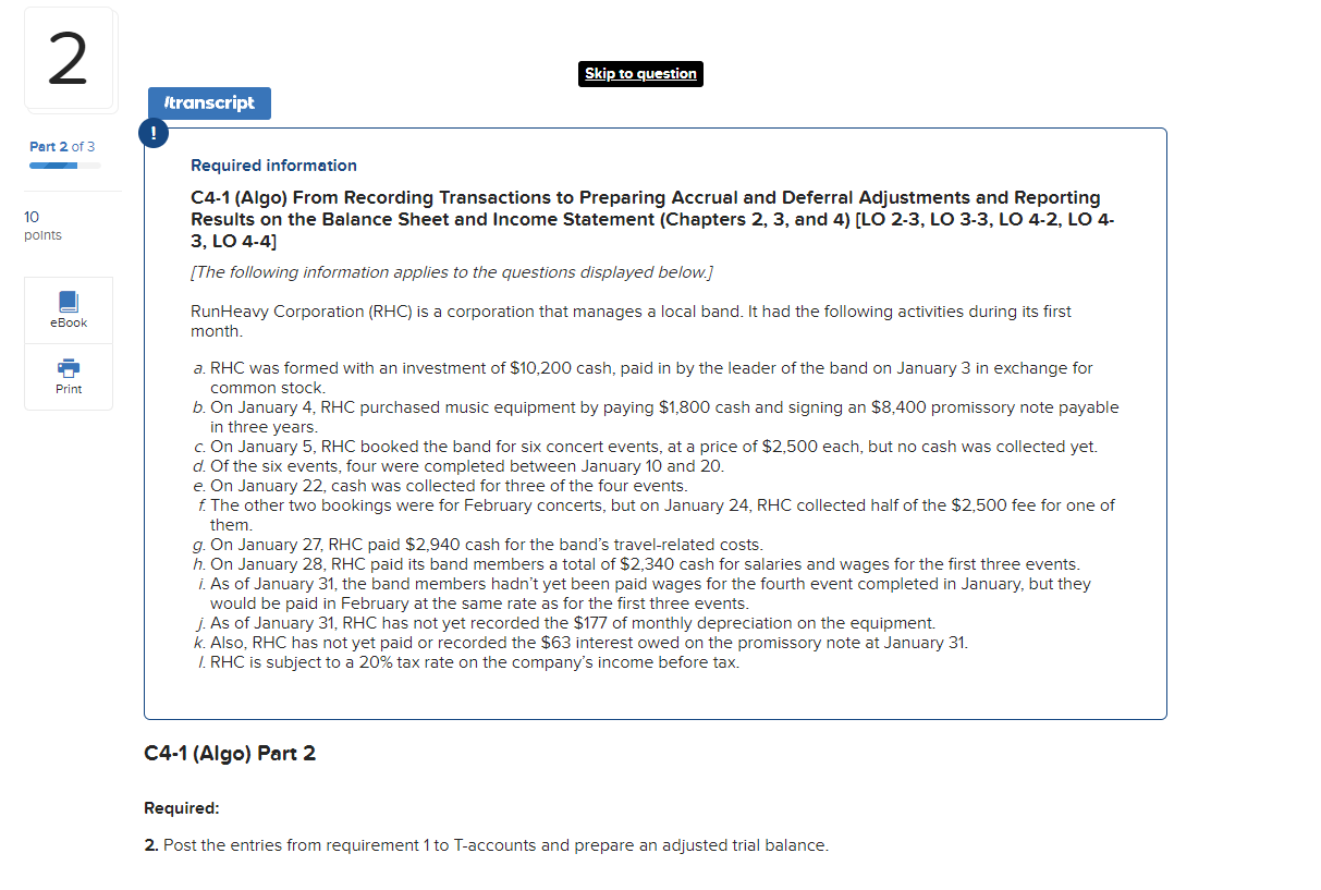2 Itranscript Part 2 of 3 Skip to question 10 points eBook