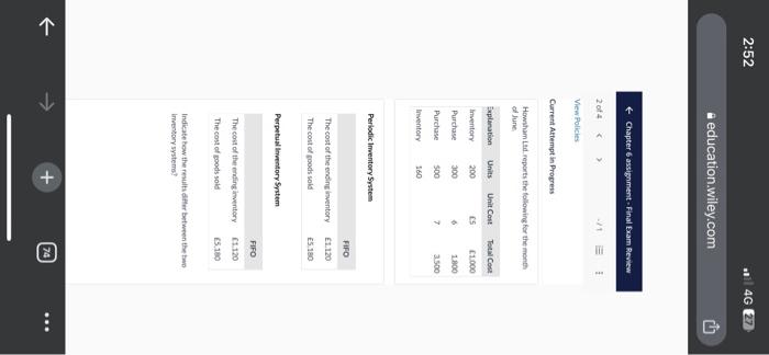2:52 education.wiley.com Chapter 6 assignment - Final Exam Review 2 of 4