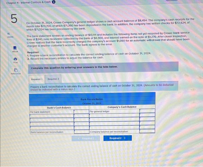 Chapter 4 Internal Controls & Cash 5 15 points Book Print References