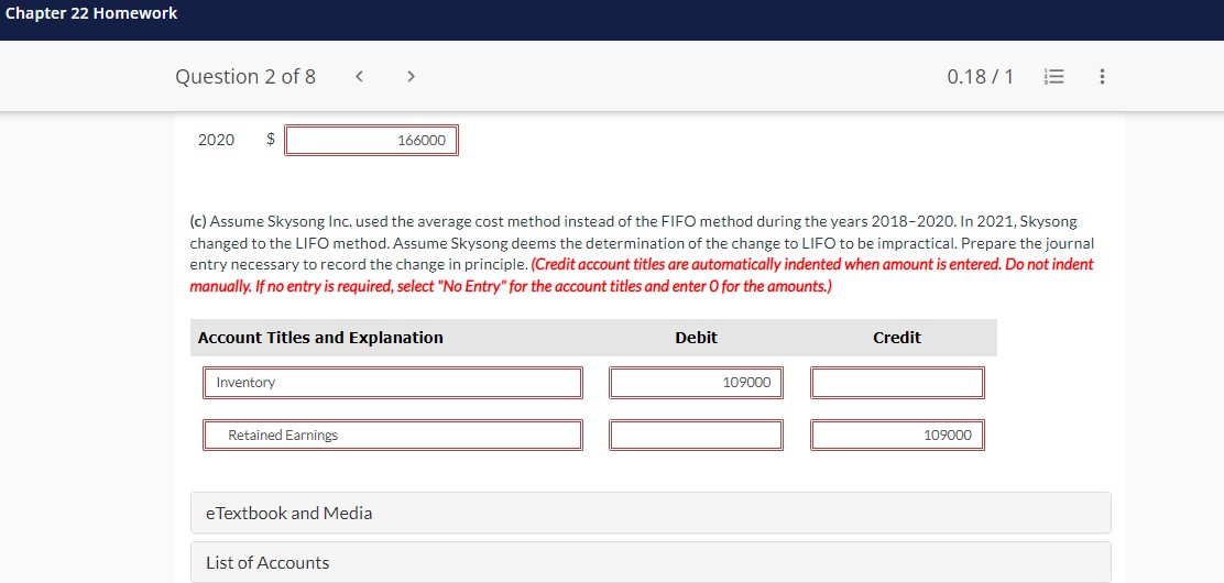 pricing inventory. Management is contemplating a change in inventory methods for 2021