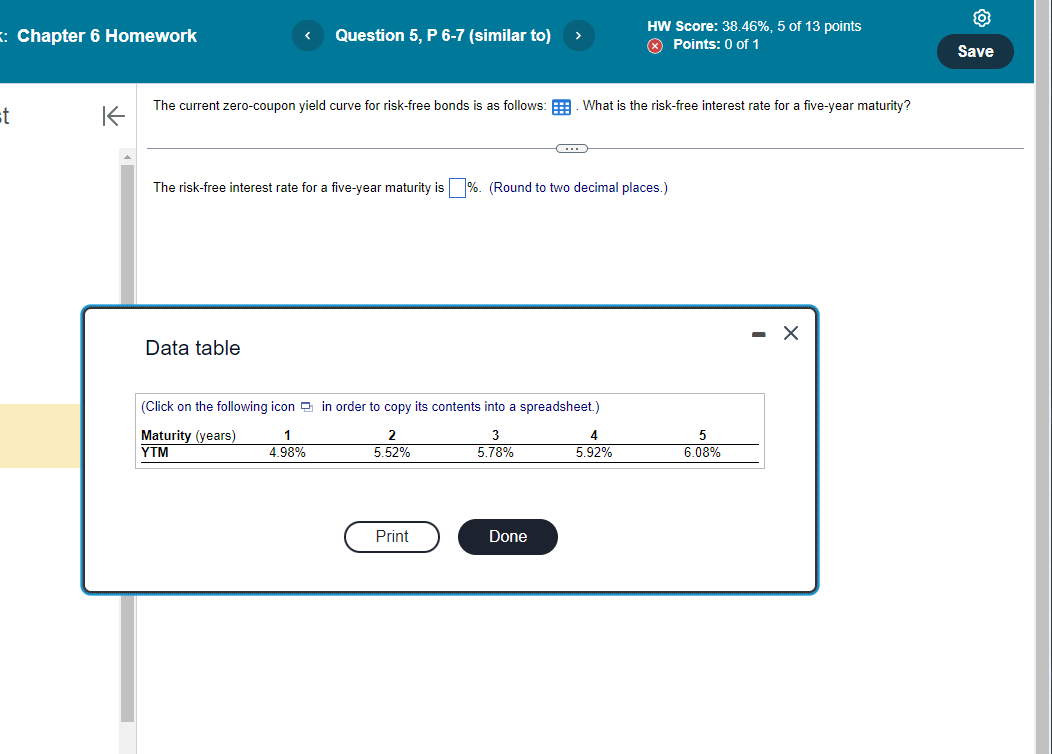 : Chapter 6 Homework Question 5, P 6-7 (similar to) HW Score: