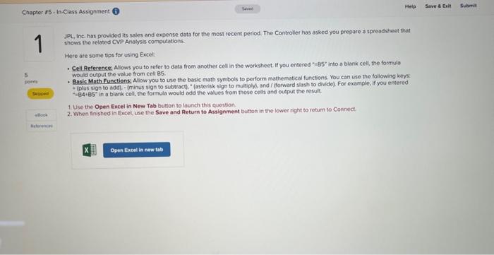 Help Save & Exit Submit Chapter #5-In-Class Assignment 1 po Sepped References