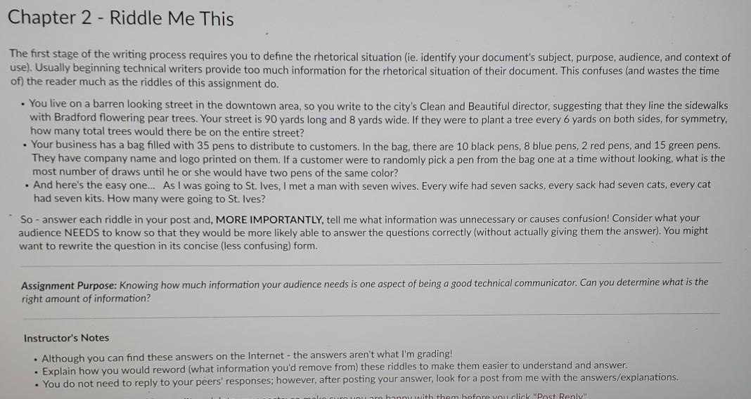 Chapter 2 - Riddle Me This The first stage of the writing