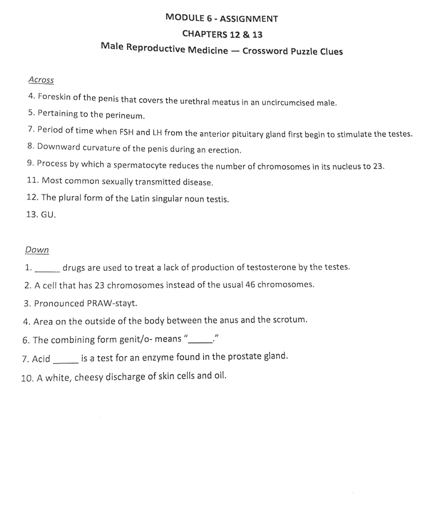 MODULE 6 - ASSIGNMENT CHAPTERS 12 & 13 Male Reproductive Medicine -