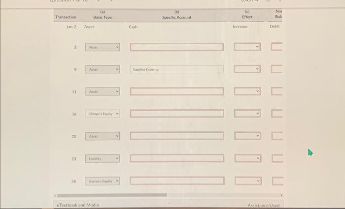 decorator, in her first month of business, are as follows. Jan. 2