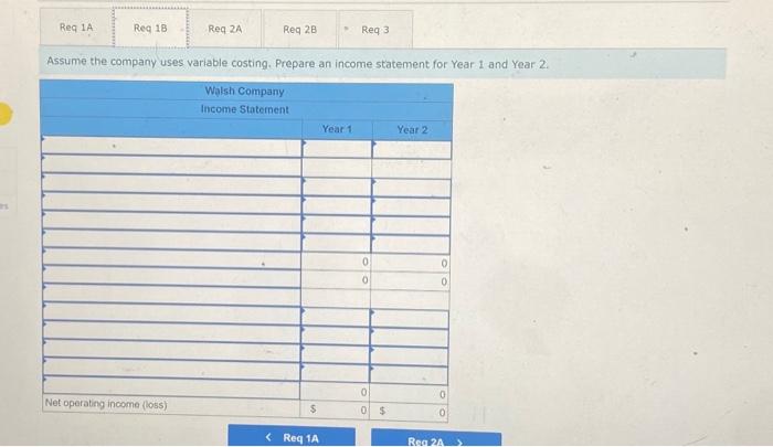 Statements [LO4-1, LO4-2, LO4-3] Walsh Company manufactures and sells one product. The