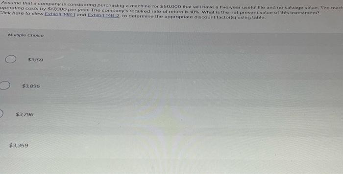 Assume that a company is considering purchasing a machine for $50,000 that