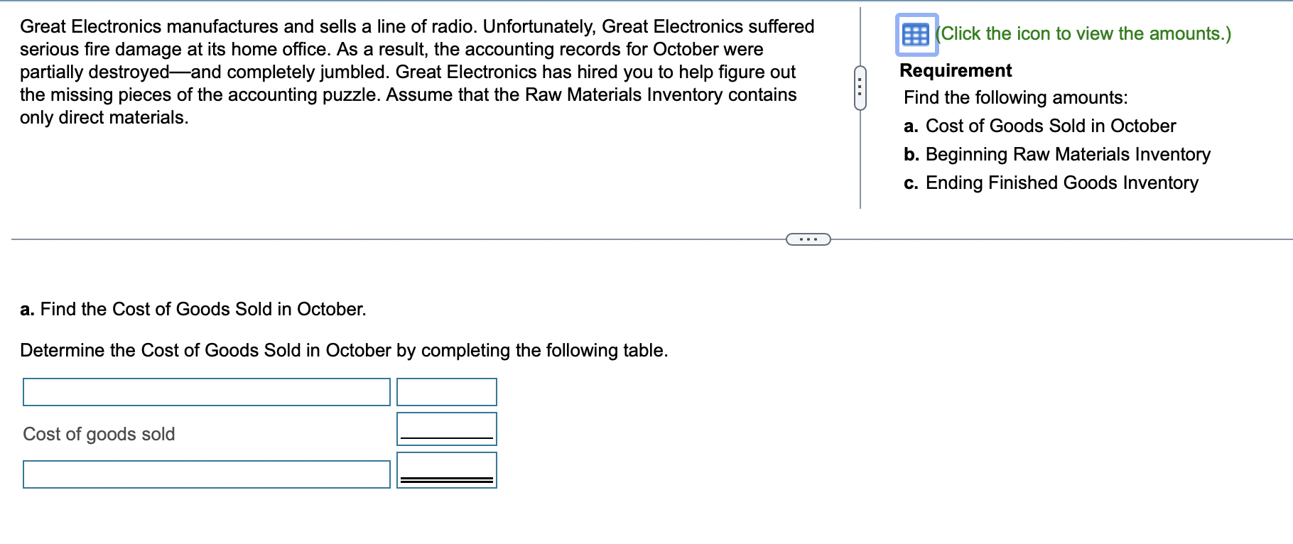 31 .. $ 1,700 Raw materials inventory, October 31 .... $ 3,000