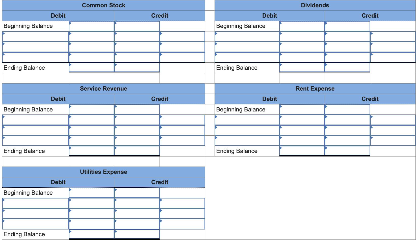 signing a note with the local bank, $2,300. Pay rent of $560