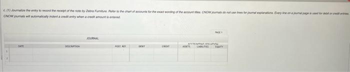 April 13 to Zebra Furniture Company on account. Required: a. Determine the