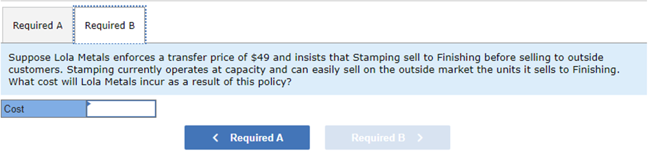 two decentralized divisions, Stamping and Finishing. Finishing always has purchased certain units