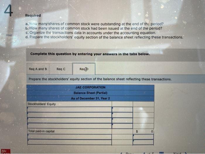of par, common stock Retained earnings JAE Corp. completed the following transactions