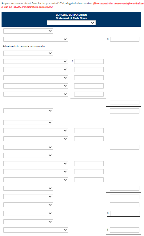 Comparative Balance Sheet Assets 2020 2019 Cash Accounts receivable (net) Prepaid insurance