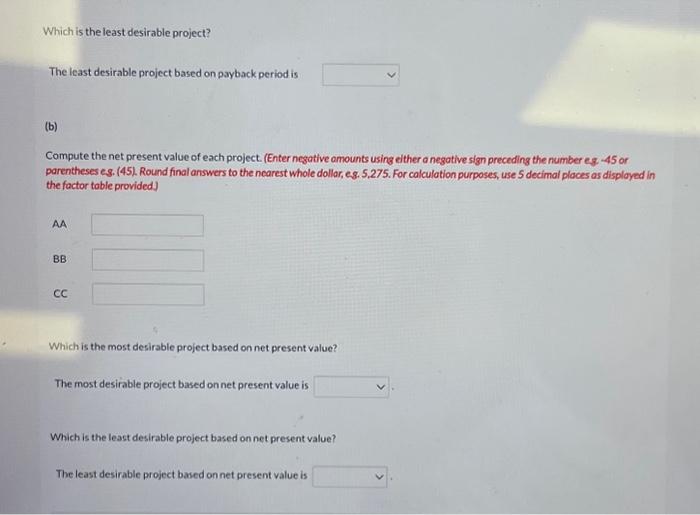 equipment investment of $25,960. Each project will last for 3 years and