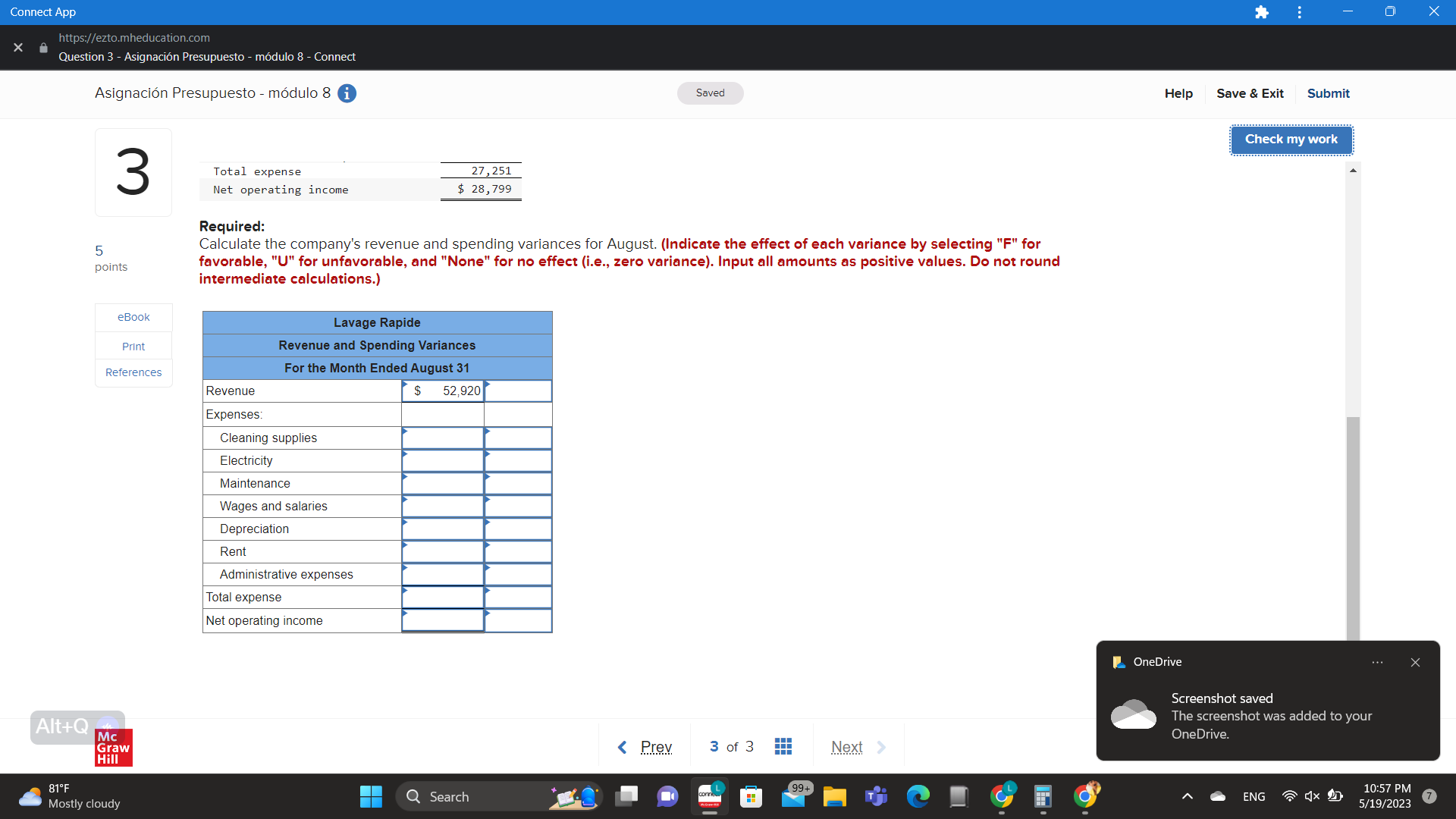 Connect App https://ezto.mheducation.com Question 3 - Asignacin Presupuesto - mdulo 8 -