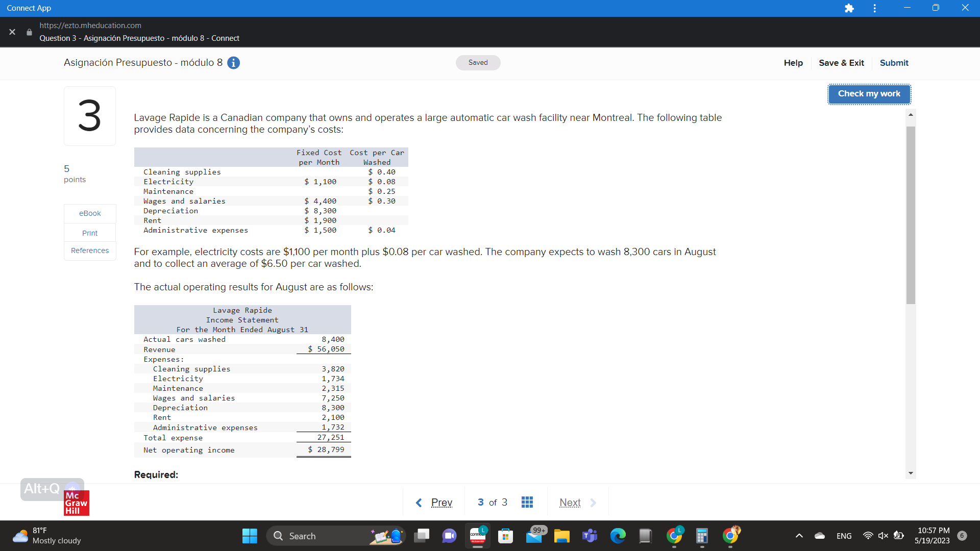 Connect Asignacin Presupuesto - mdulo 8 i Saved 5 3 points eBook