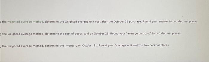 and sales for WCS12 are as follows: Oct. 1 Inventory 330 units