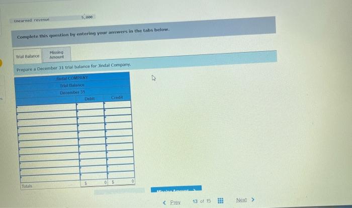 with a missing value LO P1 Prepare a December 31 trial balance