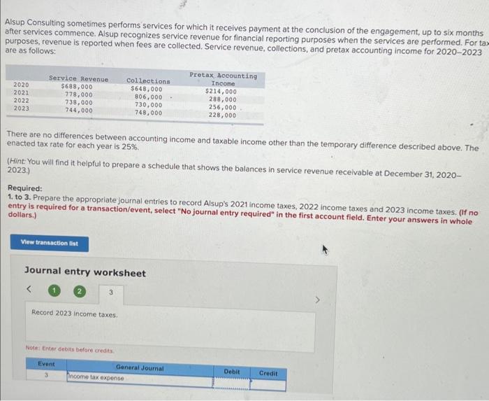 Alsup Consulting sometimes performs services for which it receives payment at the