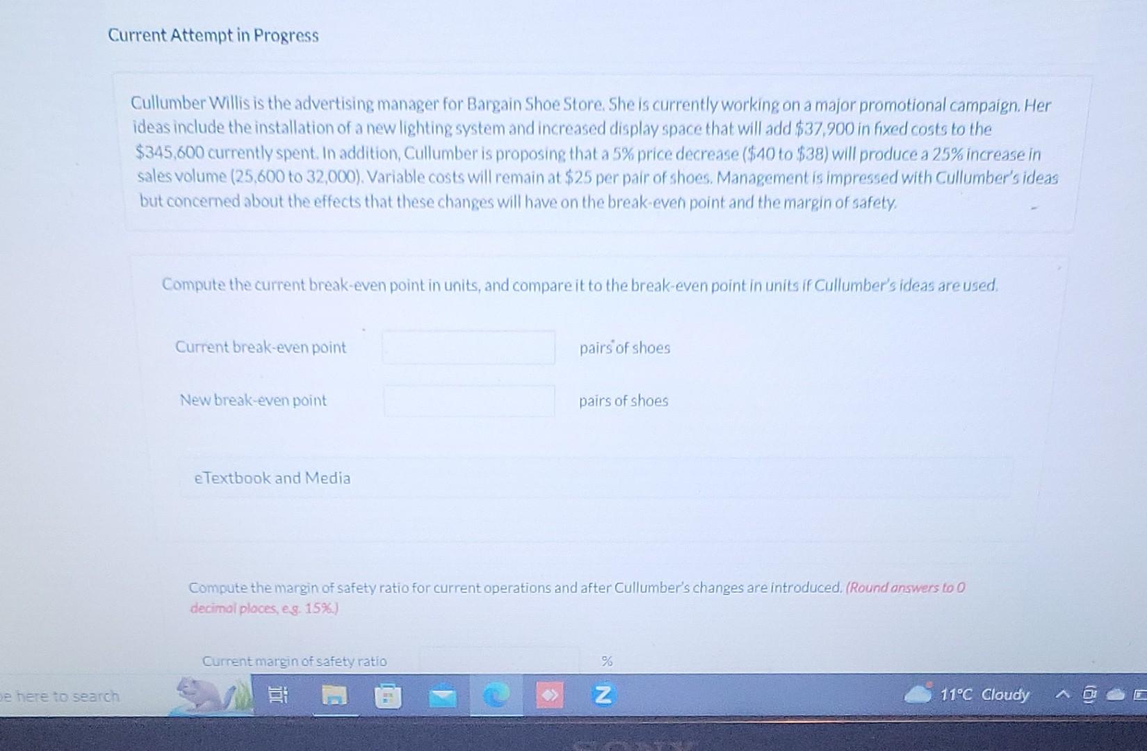 Current Attempt in Progress Cullumber Willis is the advertising manager for Bargain