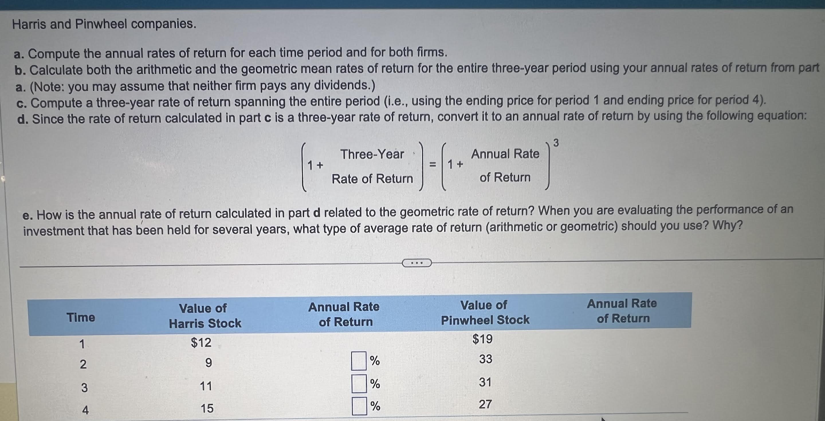 popup window, E, to answer the following questions for the Harris and