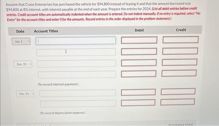 all lease transactions start on January 1, 2024. Crane does not receive