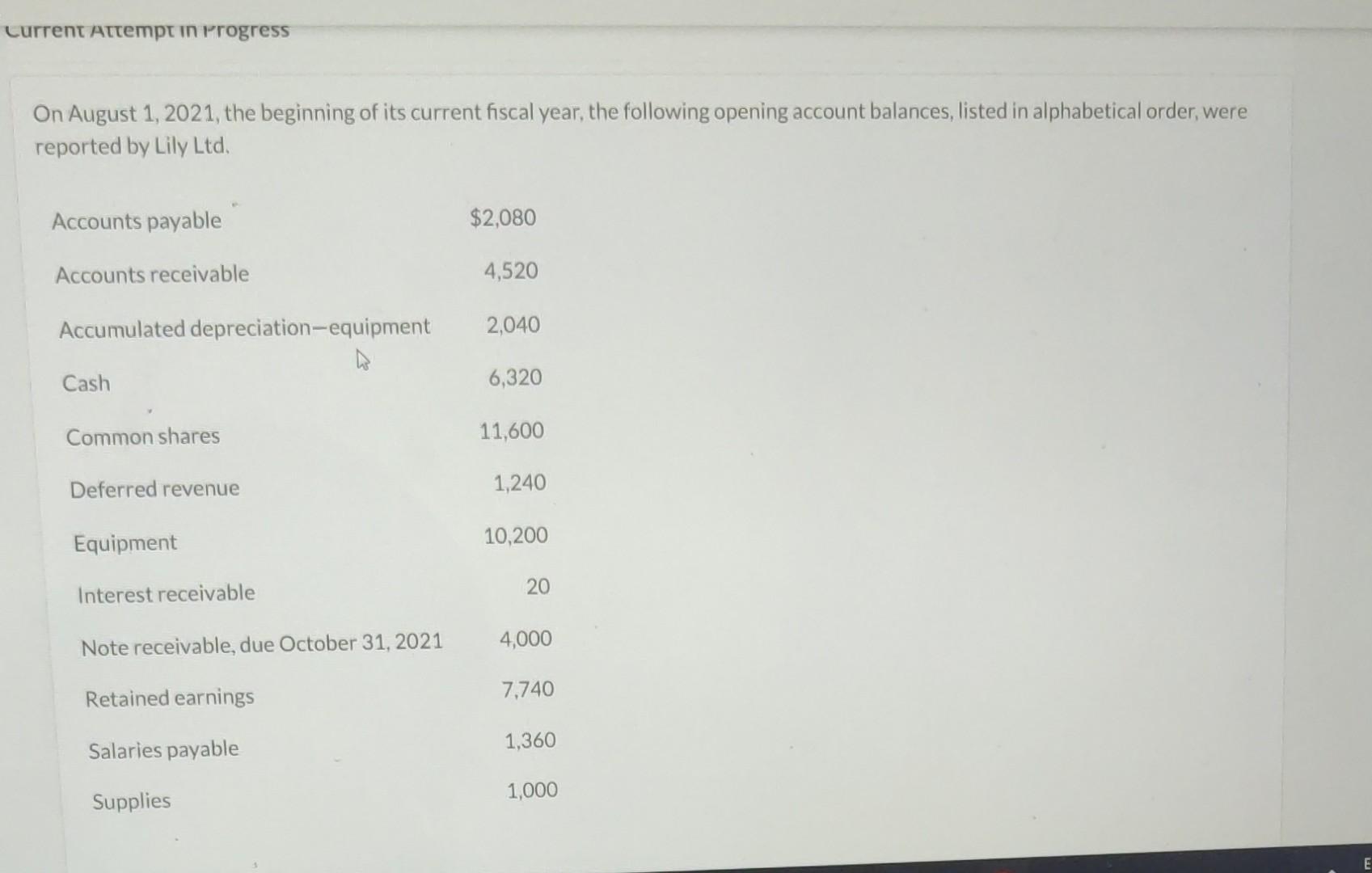 Current Attempt in Progress On August 1, 2021, the beginning of its