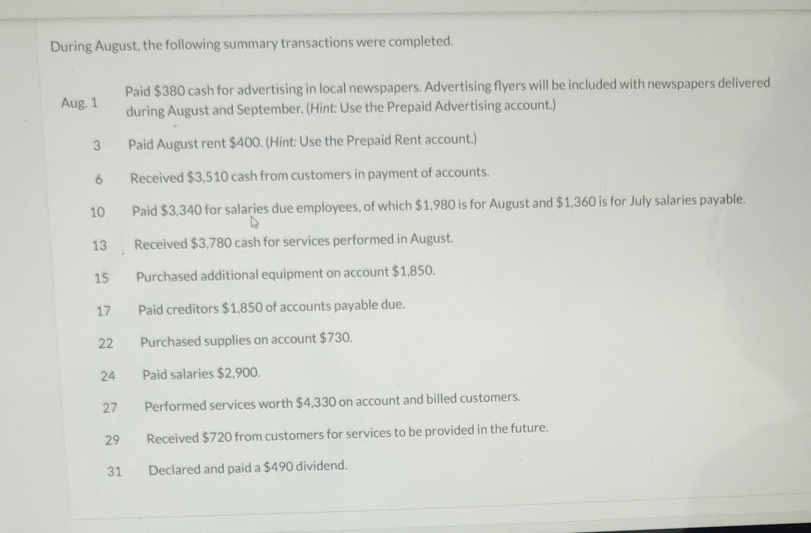 current fiscal year, the following opening account balances, listed in alphabetical order,
