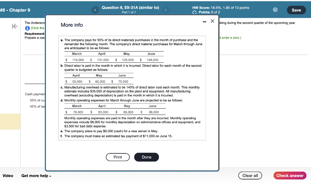 #8 - Chapter 9 K Question 6, E9-31A (similar to) Part 1