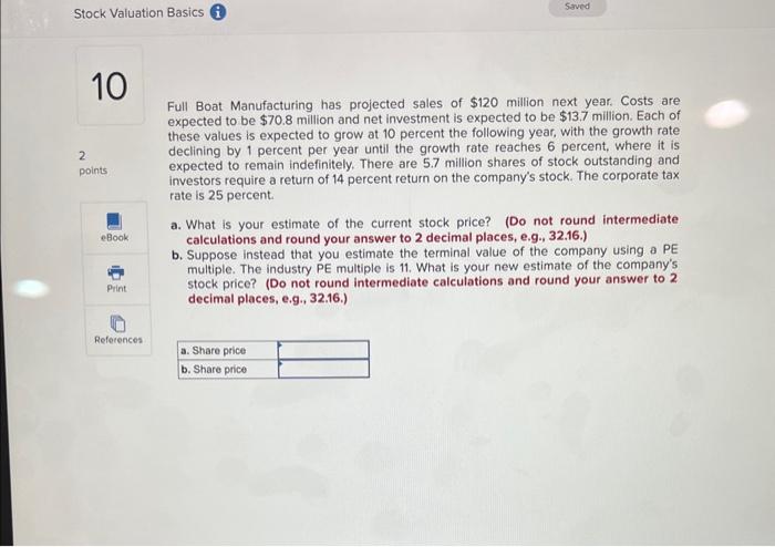 Stock Valuation Basics Saved 2 10 points eBook Print Full Boat Manufacturing