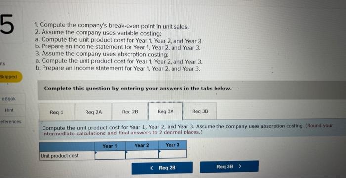 Direct labor Variable manufacturing overhead Variable selling and administrative Fixed costs per